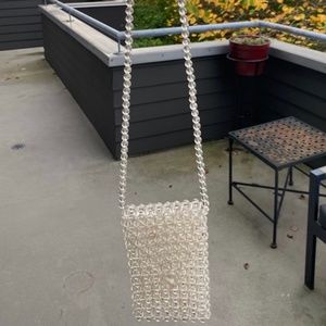 Handmade clear beaded purse with plastic clear beads